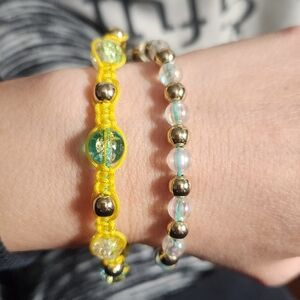 Beautiful Yellow&Sky Blue Nylon Beaded Bracelet